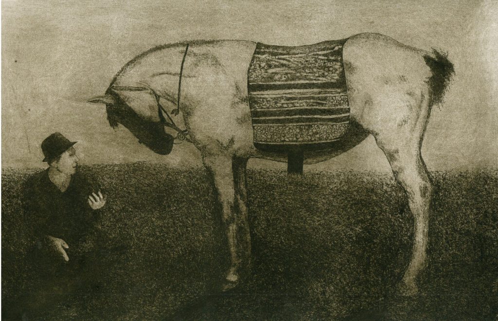 Grafika - Cigo hvali svoga Konja, Ismet Hadzic slikar Crna Gora